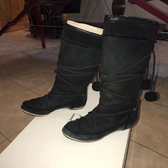 Christian Dior Fur lined Snow Boots Black - Picture 1 of 8
